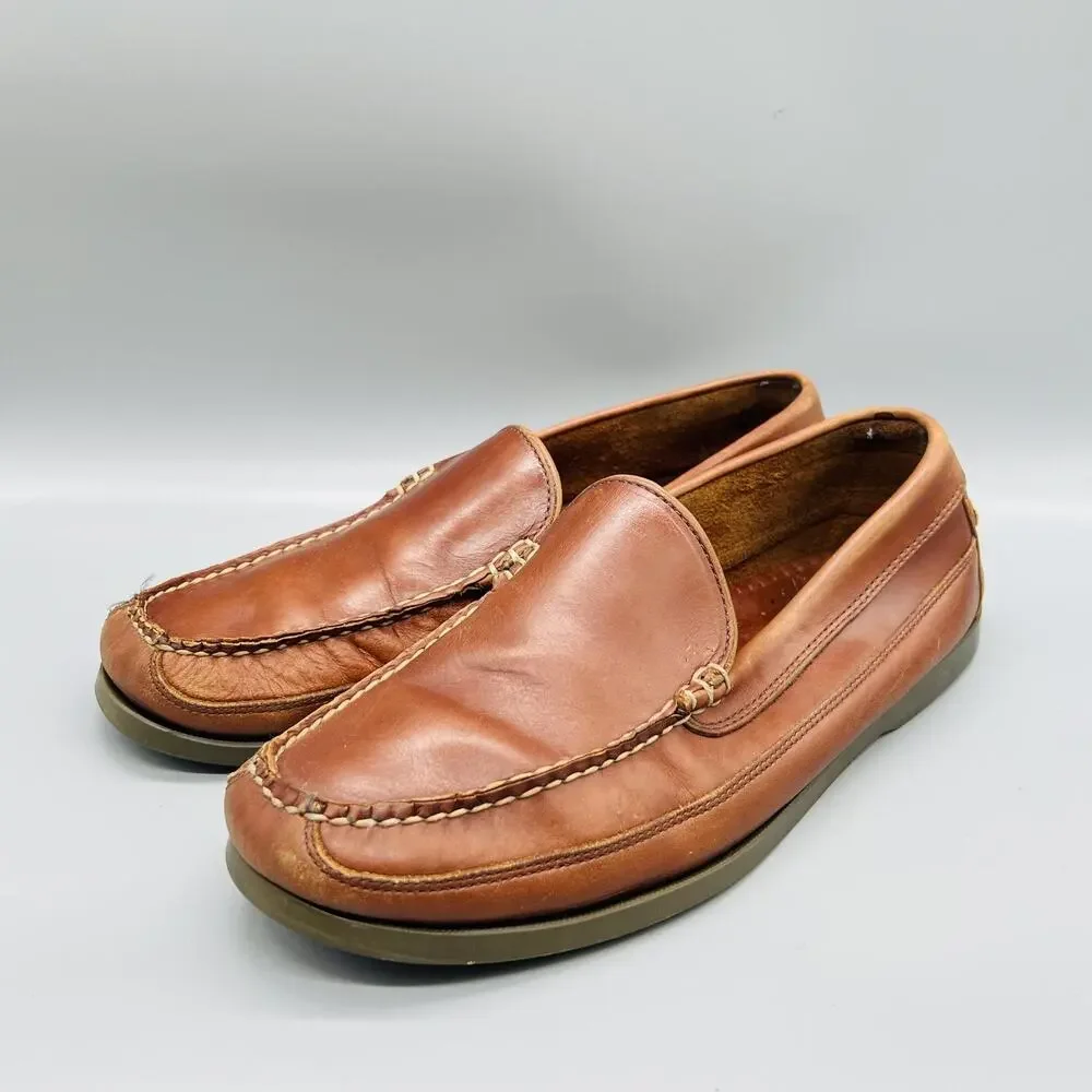 LL Bean Shoes Men 12 Brown Leather Moccasin Loafer Flats Slip On Comfort Classic